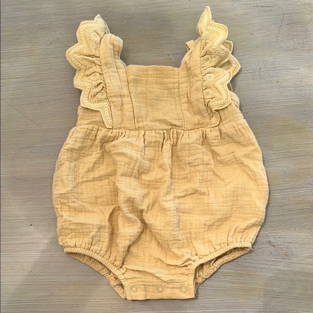 Quincy Mae Creamy Mustard Baby Romper